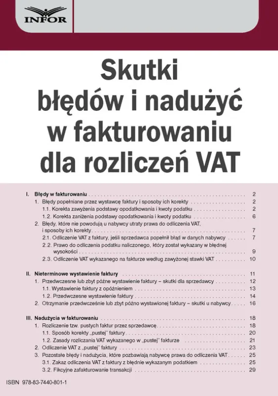 Ograniczona ilość Skutki błędów i nadużyć w fakturowaniu dla rozliczeń VAT