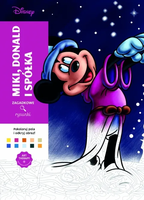 Oferta czasowa Art therapy. Kolorowanka antystresowa. Disney. Miki, Donald i spółka. Zagadkowe rysunki